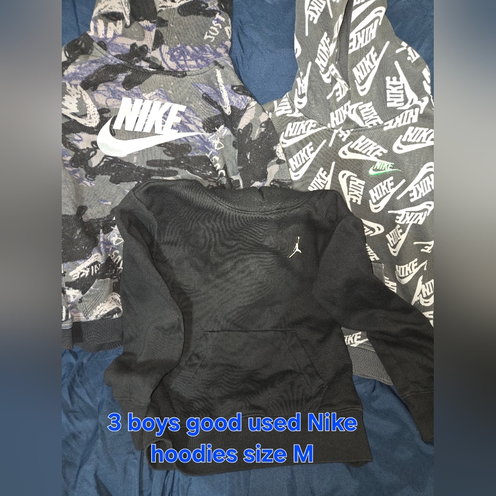 Nike Boys' Sweatshirt Trio in Black, Gray, and Blue